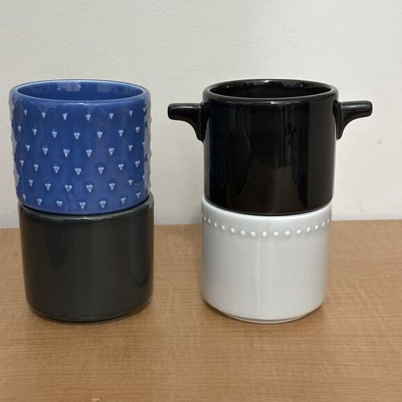 Set of 4 IKEA Rare Frekvens 12 oz Stackable Tiki Ceramic Cups Mugs Maria Vinka - Picture 7 of 9